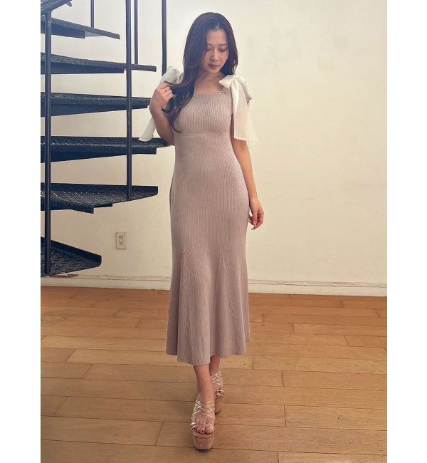 MERCURYDUO「ショルダーリボンニットワンピース」|ワンピース|