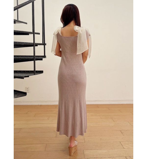 MERCURYDUO「ショルダーリボンニットワンピース」|ワンピース|