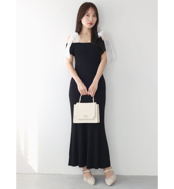 MERCURYDUO「ショルダーリボンニットワンピース」|ワンピース|
