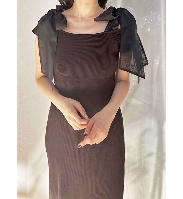 MERCURYDUO「ショルダーリボンニットワンピース」|ワンピース|