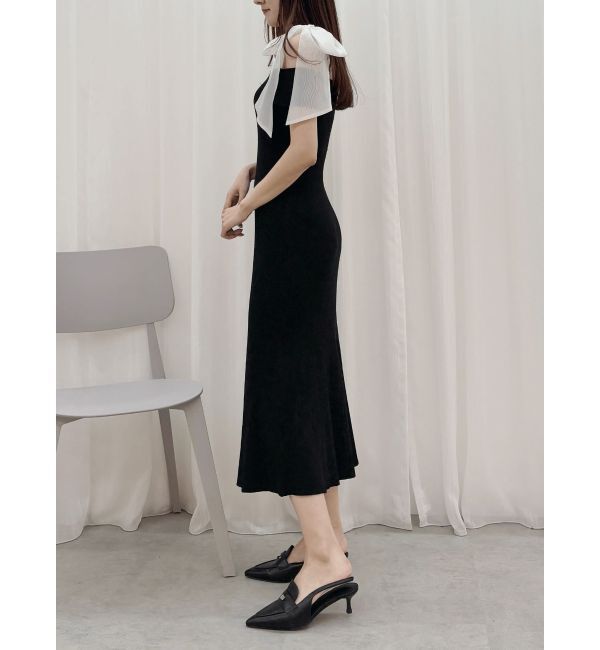 MERCURYDUO「ショルダーリボンニットワンピース」|ワンピース|