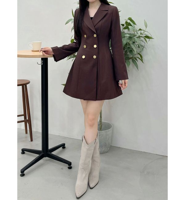 MERCURYDUO「2WAYフィットアンドフレアジャケットワンピース」|ワンピース|ブラウン