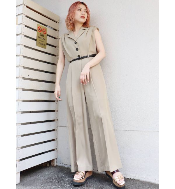 MURUA「ウエストベルトワイドロンパース」|オールインワン|