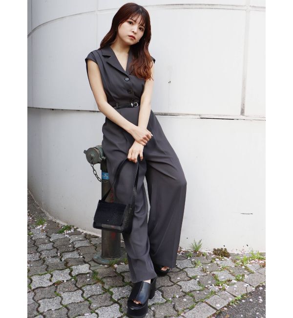 MURUA「ウエストベルトワイドロンパース」|オールインワン|