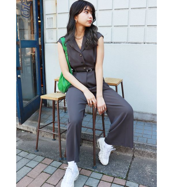 MURUA「ウエストベルトワイドロンパース」|オールインワン|