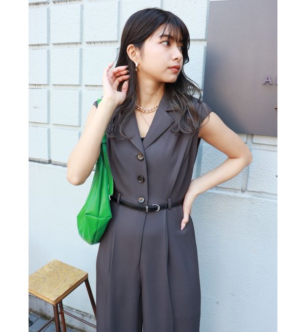 MURUA「ウエストベルトワイドロンパース」|オールインワン|
