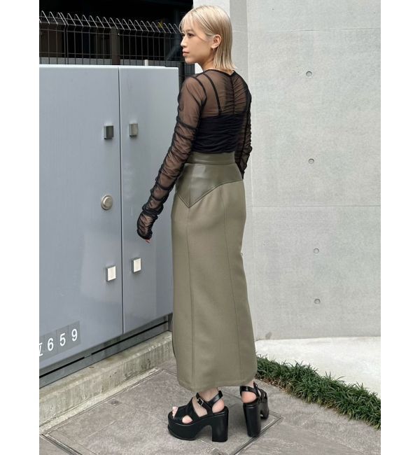 MURUA「スリットナローレザースカート」|スカート|