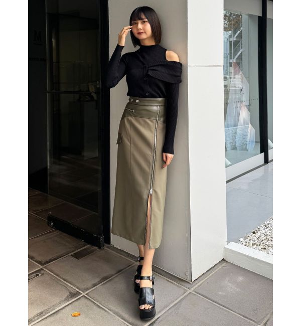 MURUA「スリットナローレザースカート」|スカート|