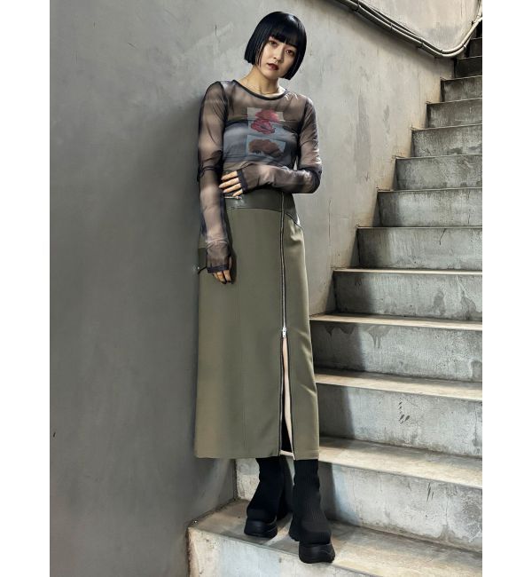 MURUA「スリットナローレザースカート」|スカート|