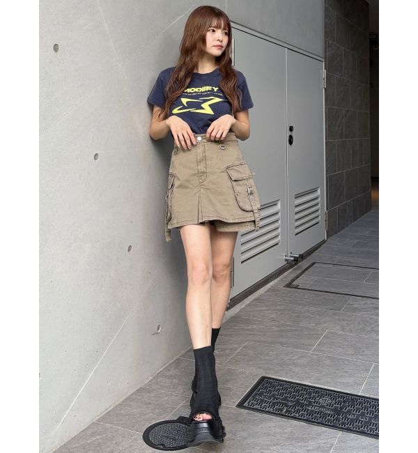 MURUA「ウォッシュカーゴスカートパンツ」|スカート|