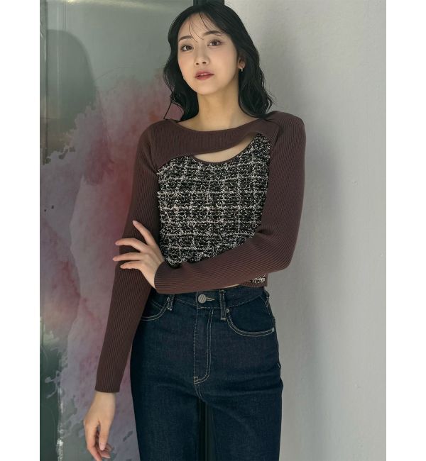 MURUA「ボレロライクストリングツイードニット」|ニット・セーター|