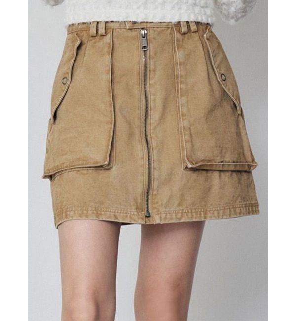 MURUA「フロントZIPアウトポケットミニスカート」|スカート|ベージュ
