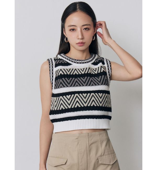 MURUA「トライバルクロシェニットタンク」|ニット・セーター|