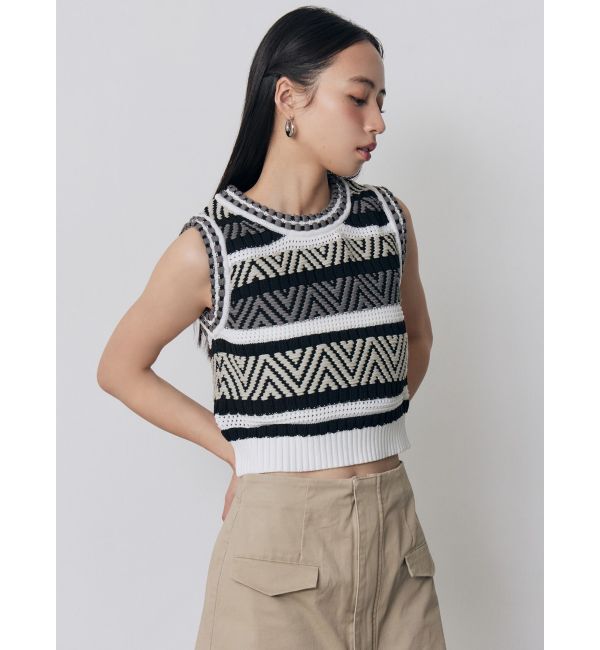 MURUA「トライバルクロシェニットタンク」|ニット・セーター|