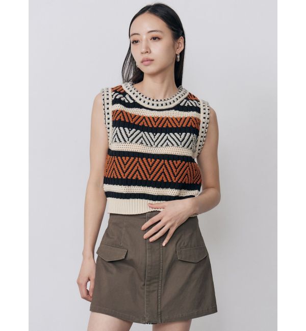 MURUA「トライバルクロシェニットタンク」|ニット・セーター|