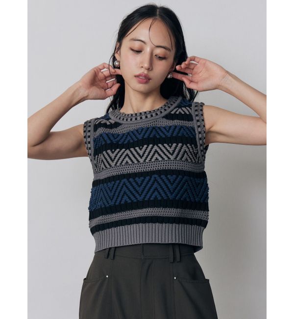 MURUA「トライバルクロシェニットタンク」|ニット・セーター|