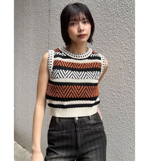 MURUA「トライバルクロシェニットタンク」|ニット・セーター|