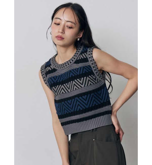 MURUA「トライバルクロシェニットタンク」|ニット・セーター|