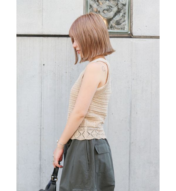 Ungrid「テープヤーンアメスリニットタンクトップ」|タンクトップ|