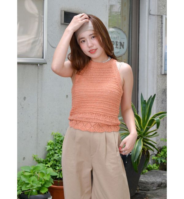 Ungrid「テープヤーンアメスリニットタンクトップ」|タンクトップ|オレンジ