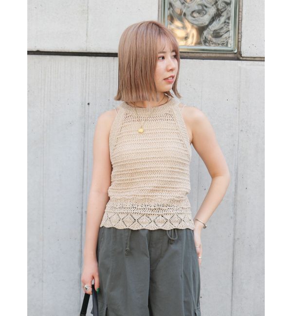 Ungrid「テープヤーンアメスリニットタンクトップ」|タンクトップ|ベージュ