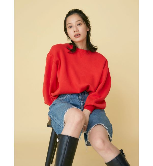 Ungrid「【WEB限定】スリーブタックスウェットライクルーズニット」|ニット・セーター|