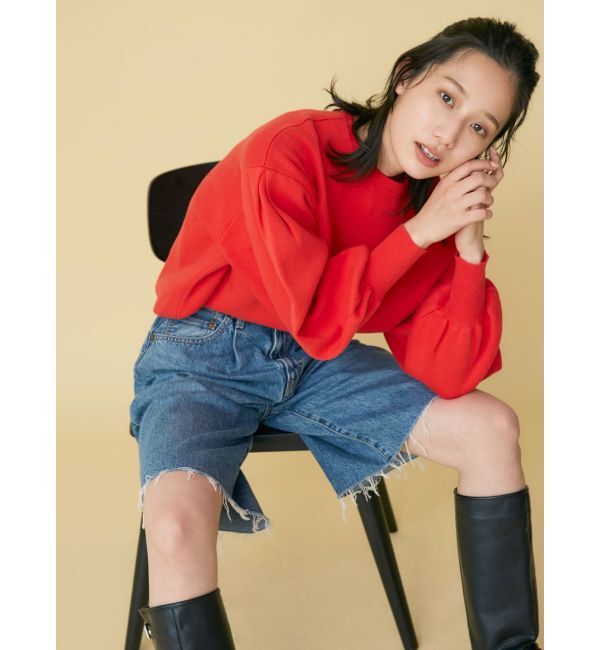 Ungrid「【WEB限定】スリーブタックスウェットライクルーズニット」|ニット・セーター|