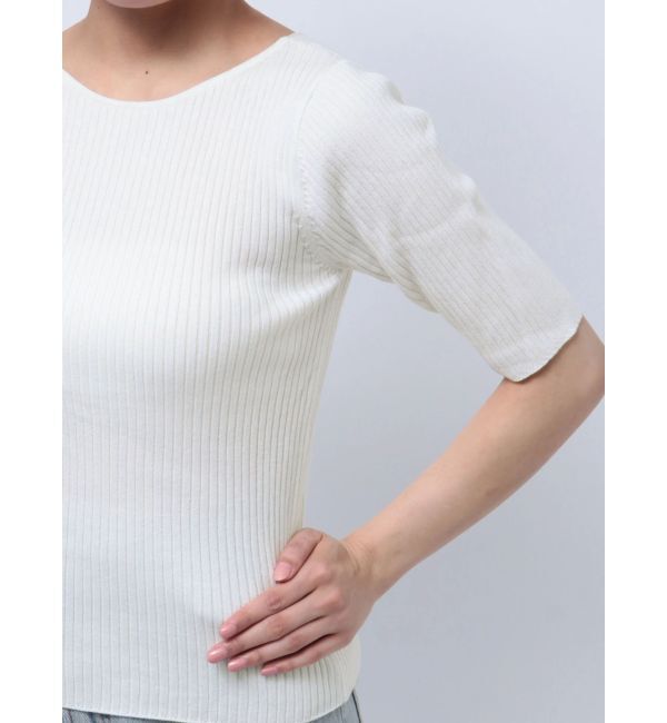 LAGUNAMOON「シルクブレンドハーフスリーブニットプルオーバー」|ニット・セーター|