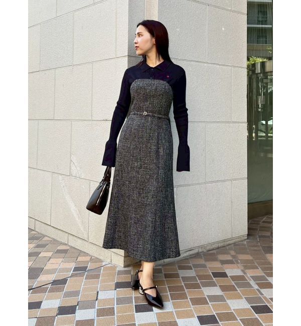 LAGUNAMOON「【POLO BCSコラボ】カラーネックニットドッキングワンピース」|ワンピース|ネイビー