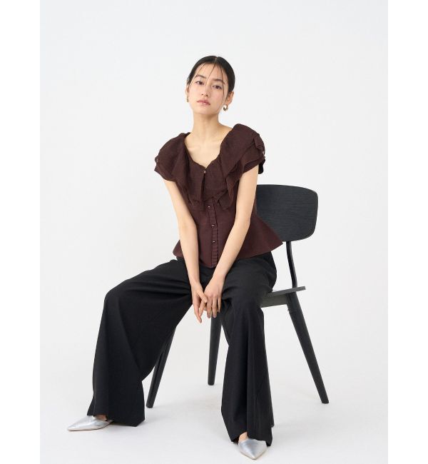 LAGUNAMOON「メッシュフリルペプラムニットプルオーバー」|ニット・セーター|