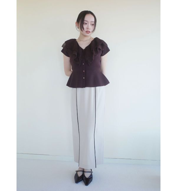 LAGUNAMOON「メッシュフリルペプラムニットプルオーバー」|ニット・セーター|