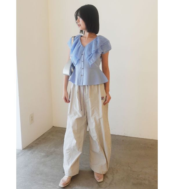 LAGUNAMOON「メッシュフリルペプラムニットプルオーバー」|ニット・セーター|