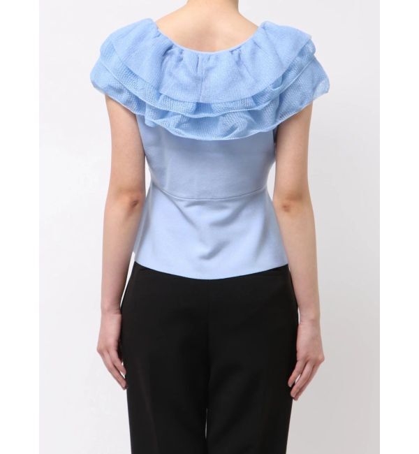 LAGUNAMOON「メッシュフリルペプラムニットプルオーバー」|ニット・セーター|