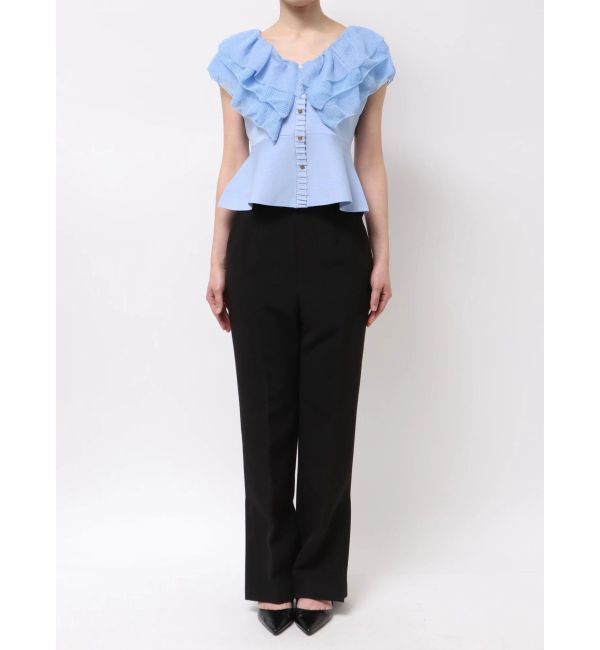 LAGUNAMOON「メッシュフリルペプラムニットプルオーバー」|ニット・セーター|