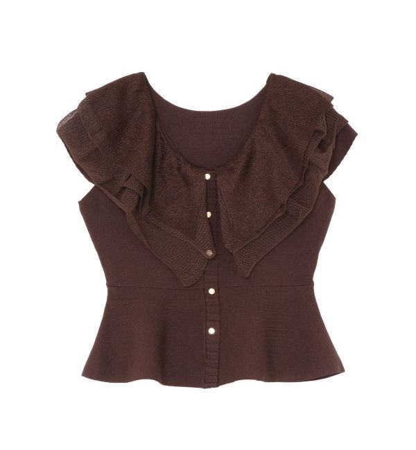 LAGUNAMOON「メッシュフリルペプラムニットプルオーバー」|ニット・セーター|