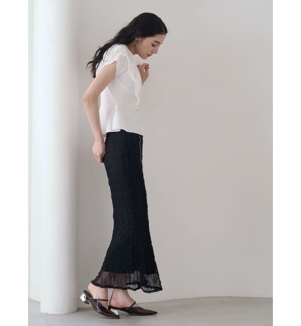 LAGUNAMOON「メッシュフリルペプラムニットプルオーバー」|ニット・セーター|