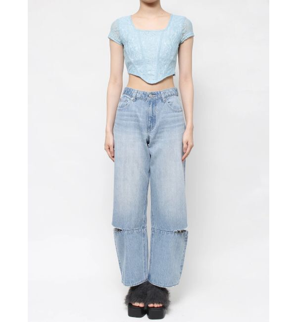 EVRIS「ボリュームカラーワイドデニムパンツ」|デニム|