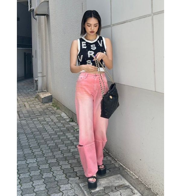 EVRIS「ボリュームカラーワイドデニムパンツ」|デニム|