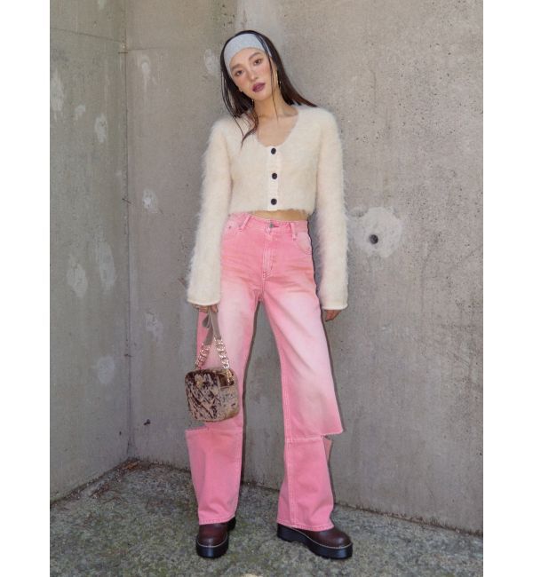 EVRIS「ボリュームカラーワイドデニムパンツ」|デニム|