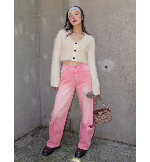 EVRIS「ボリュームカラーワイドデニムパンツ」|デニム|