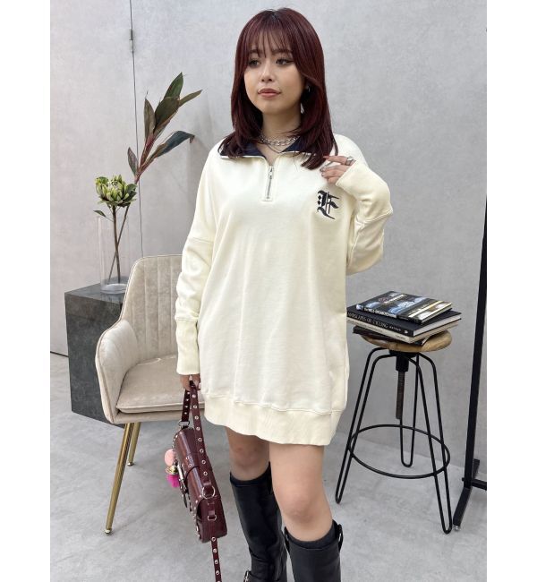 EVRIS「ハーフジップスウェットミニワンピース」|ワンピース|