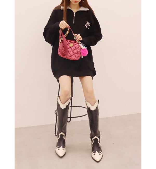 EVRIS「ハーフジップスウェットミニワンピース」|ワンピース|