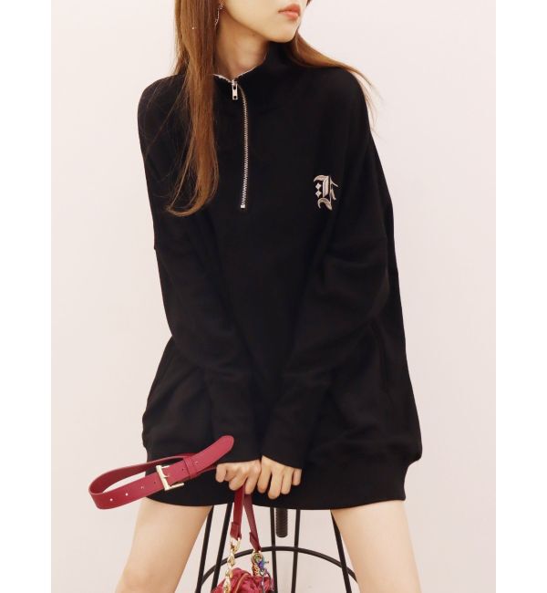 EVRIS「ハーフジップスウェットミニワンピース」|ワンピース|