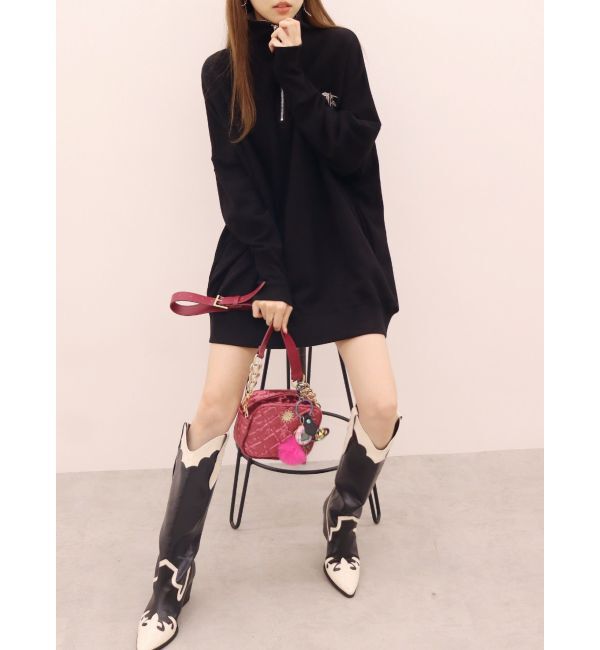 EVRIS「ハーフジップスウェットミニワンピース」|ワンピース|