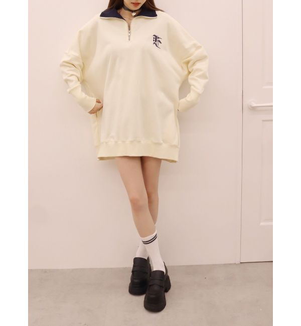 EVRIS「ハーフジップスウェットミニワンピース」|ワンピース|