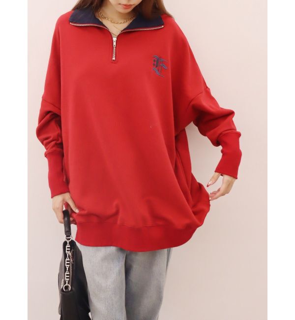 EVRIS「ハーフジップスウェットミニワンピース」|ワンピース|