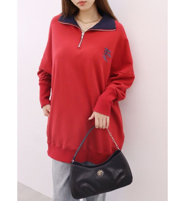 EVRIS「ハーフジップスウェットミニワンピース」|ワンピース|