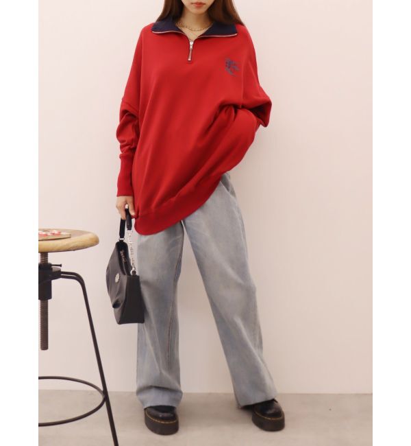 EVRIS「ハーフジップスウェットミニワンピース」|ワンピース|