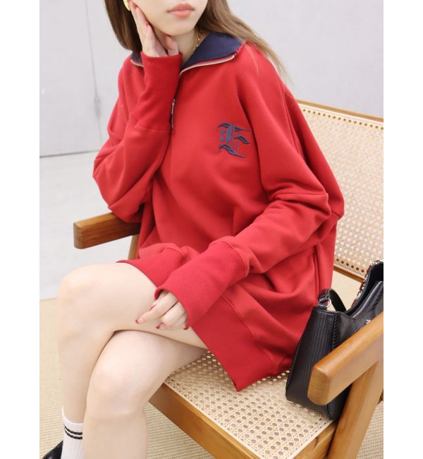 EVRIS「ハーフジップスウェットミニワンピース」|ワンピース|