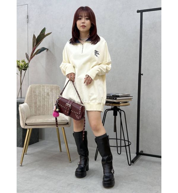 EVRIS「ハーフジップスウェットミニワンピース」|ワンピース|